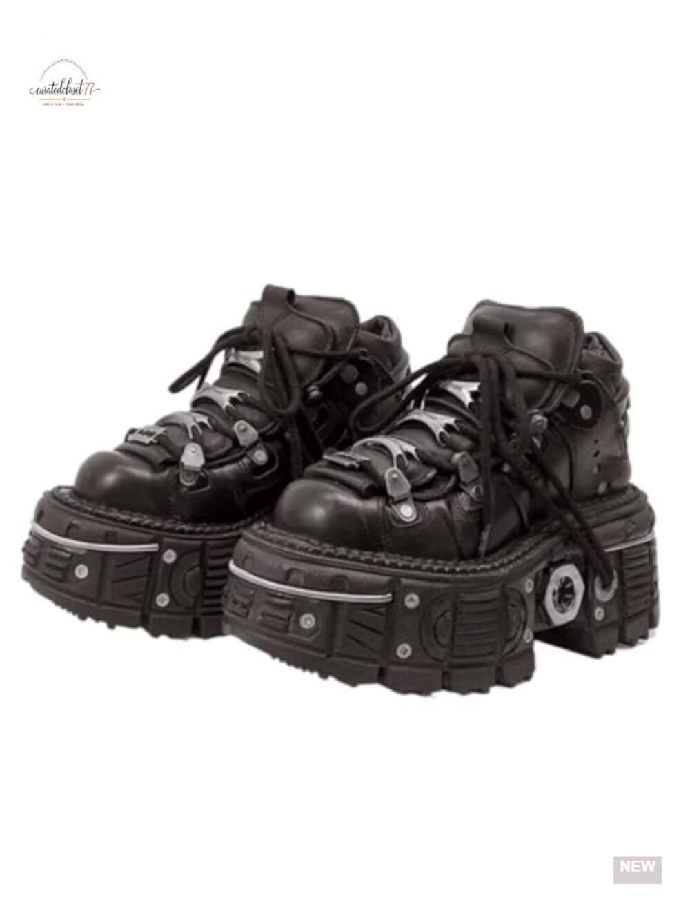 PU Leather Platform Derby Sneakers Skull Metal Accent Chunky Streetwear